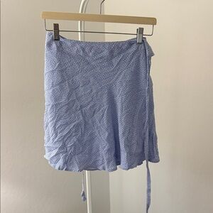 Brandy Melville Light Blue Floral Wrap Mini Skirt